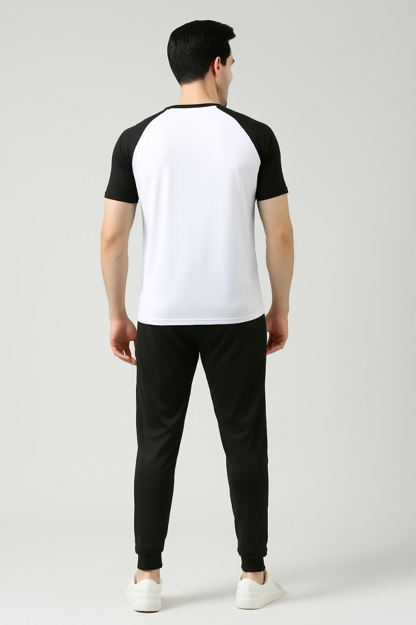Nik White-Black Combination Tracksuit-For Summer