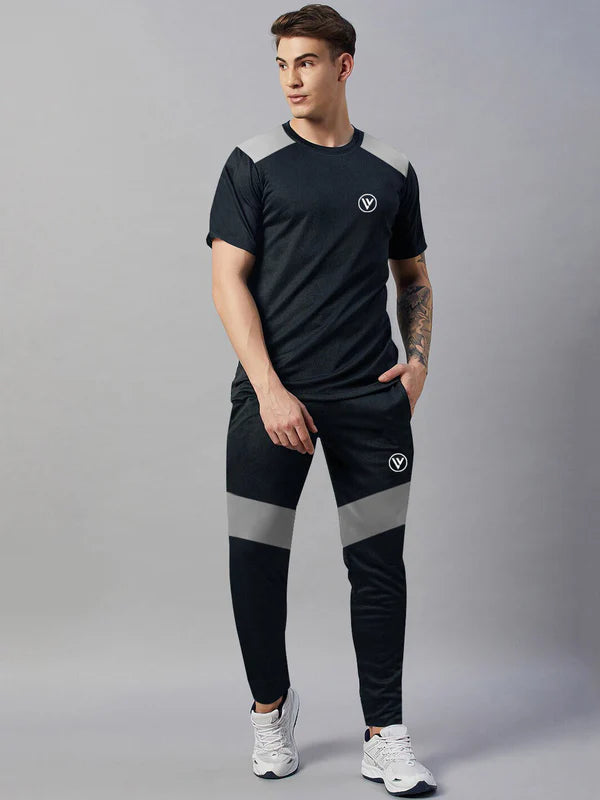 Active Wear Tracksuit For Men-Navy with Grey by Fit