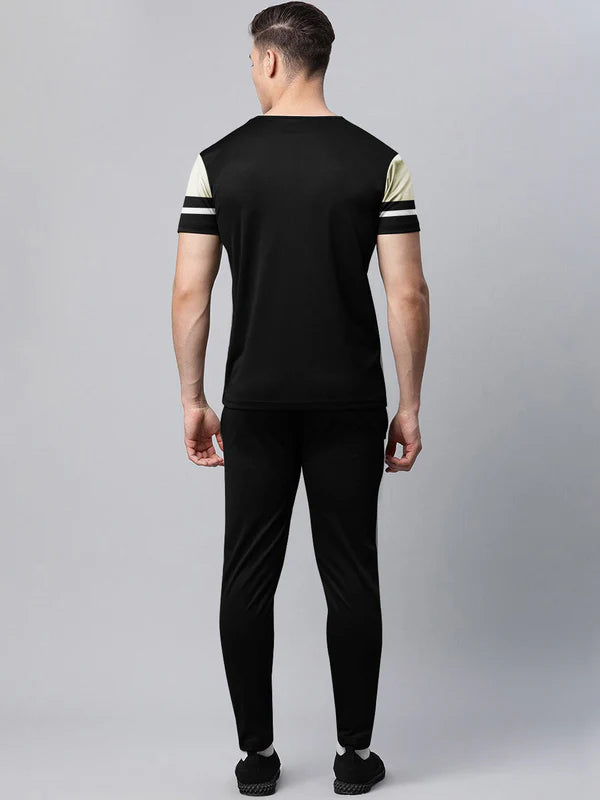 Summer Tracksuit For Men-Black with Grey Pannels