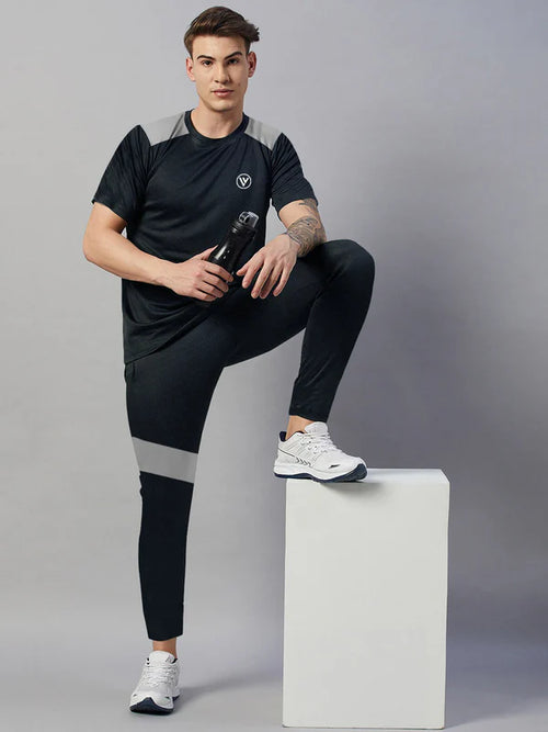 Active Wear Tracksuit For Men-Navy with Grey by Fit