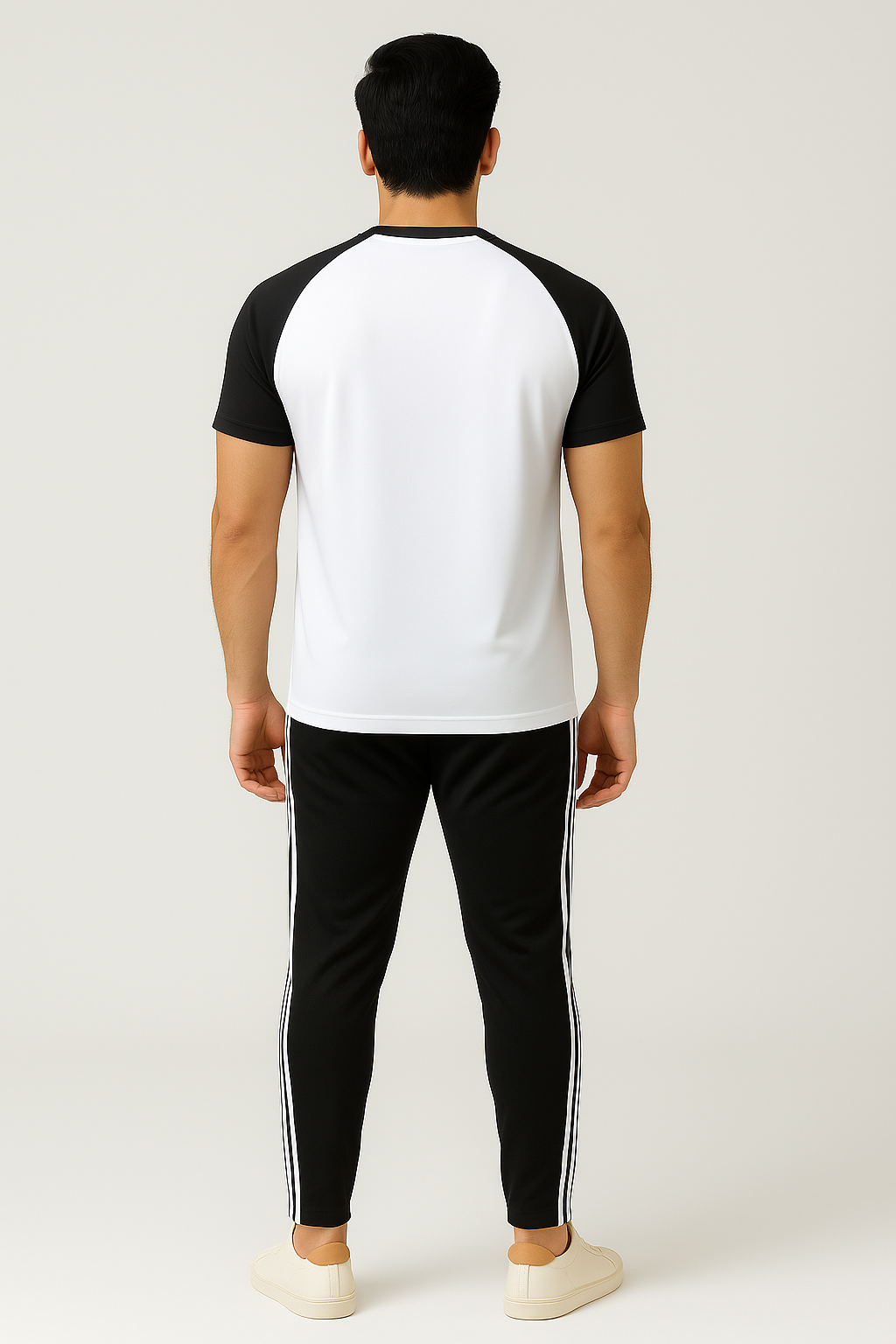 Adi White-Black Combination Tracksuit-For Summer
