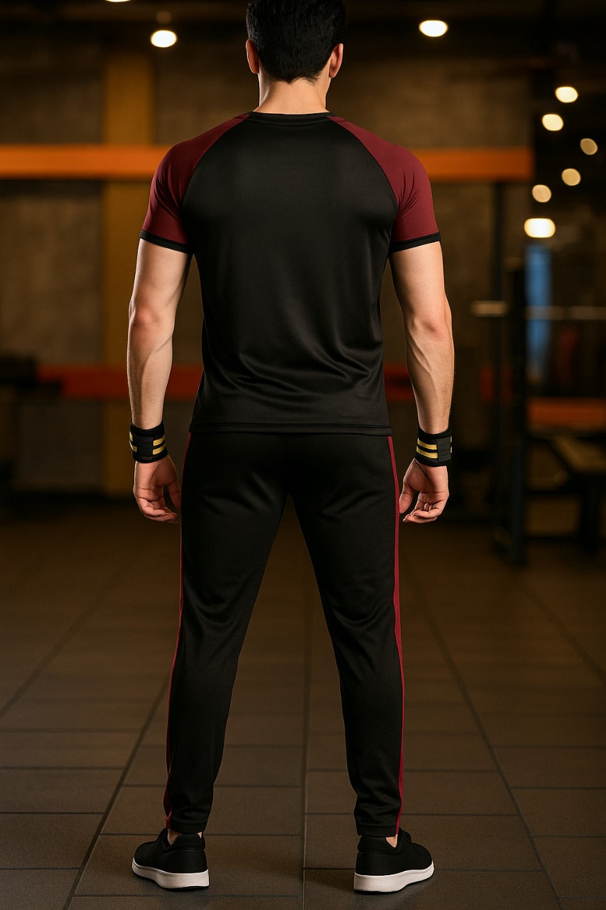 Drifit Nik Mehron-Black Combination Tracksuit-For Summer