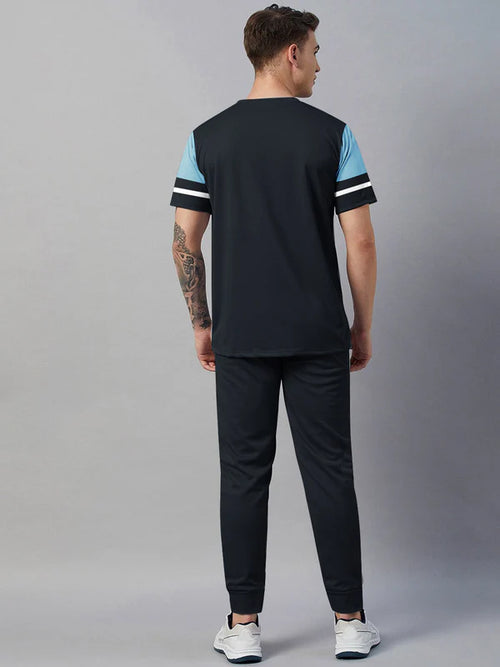 Active Wear Tracksuit For Men-Navy with Sky Pannels